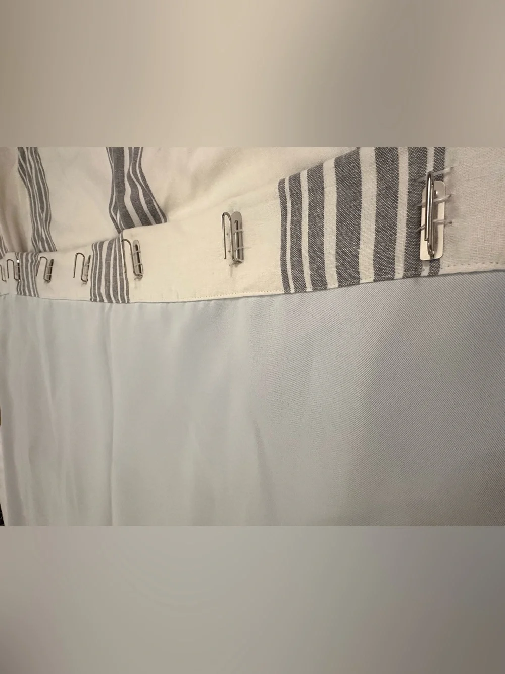 Pottery Barn Riviera Stripe Curtains, Charcoal, Blackout, 50” x 96”- Two Panels